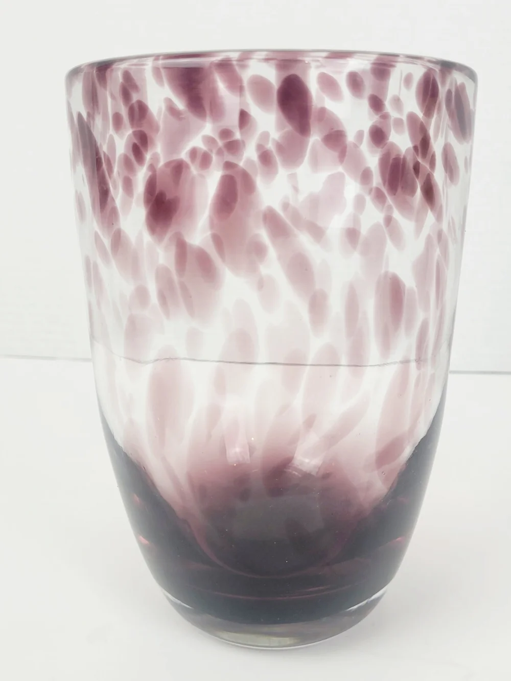 Tortoise Shell Pattern Hand Blown Art Glass Vase 7.5
